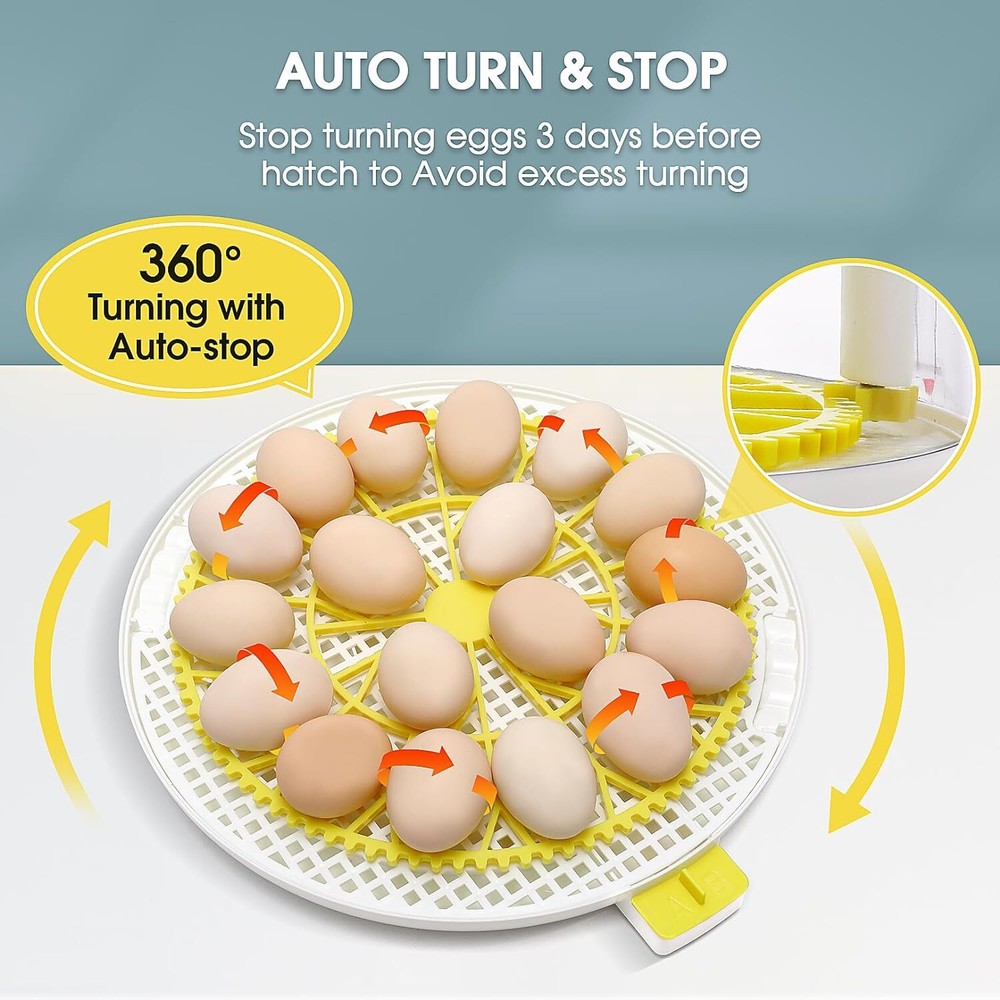 18 Egg Incubator for Hatching Chick with Automatic Turning & Stop, Egg Candler