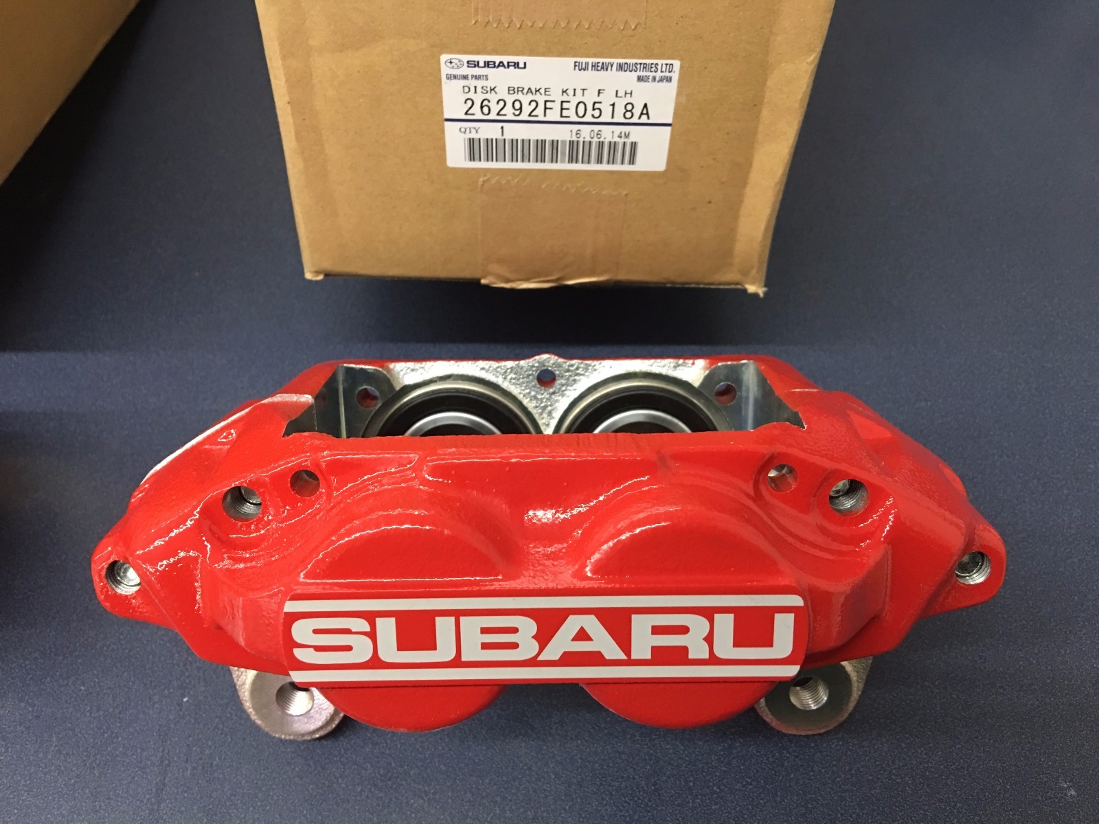 Genuine SUBARU WRX OEM RED SUBARU 4 PISTON BRAKE CALIPER Front Set Pair 2006-07