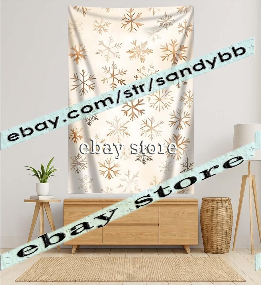 Snowflake Pattern tapestry soft neutral winter aesthetic 39X59 in