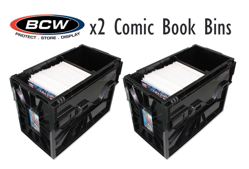 x2 BCW Short Comic Bins Long Term Plastic Storage Boxes Each Hold 150 Bagged BCW