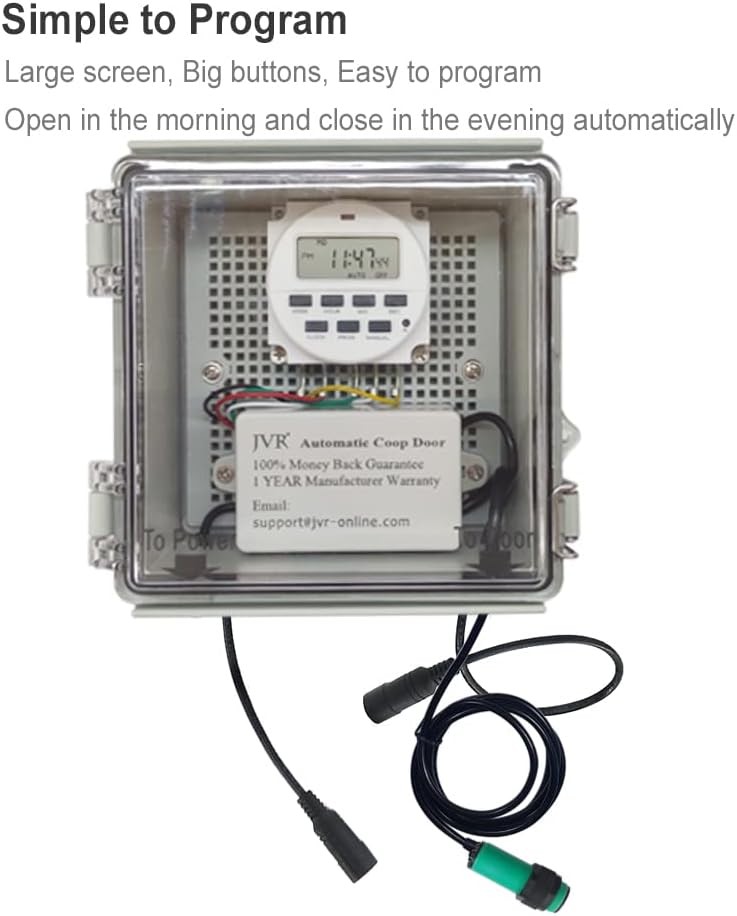 JVR Automatic Chicken Coop Door Opener with Timer, Programmable, Small Size