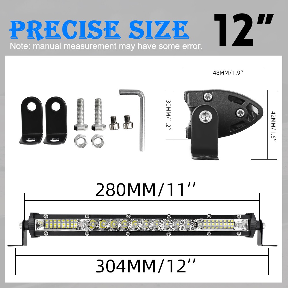 Ultra-thin 1200W 10inch Led Light Bar Flood Spot Combo Offroad Truck UTV SUV 12"