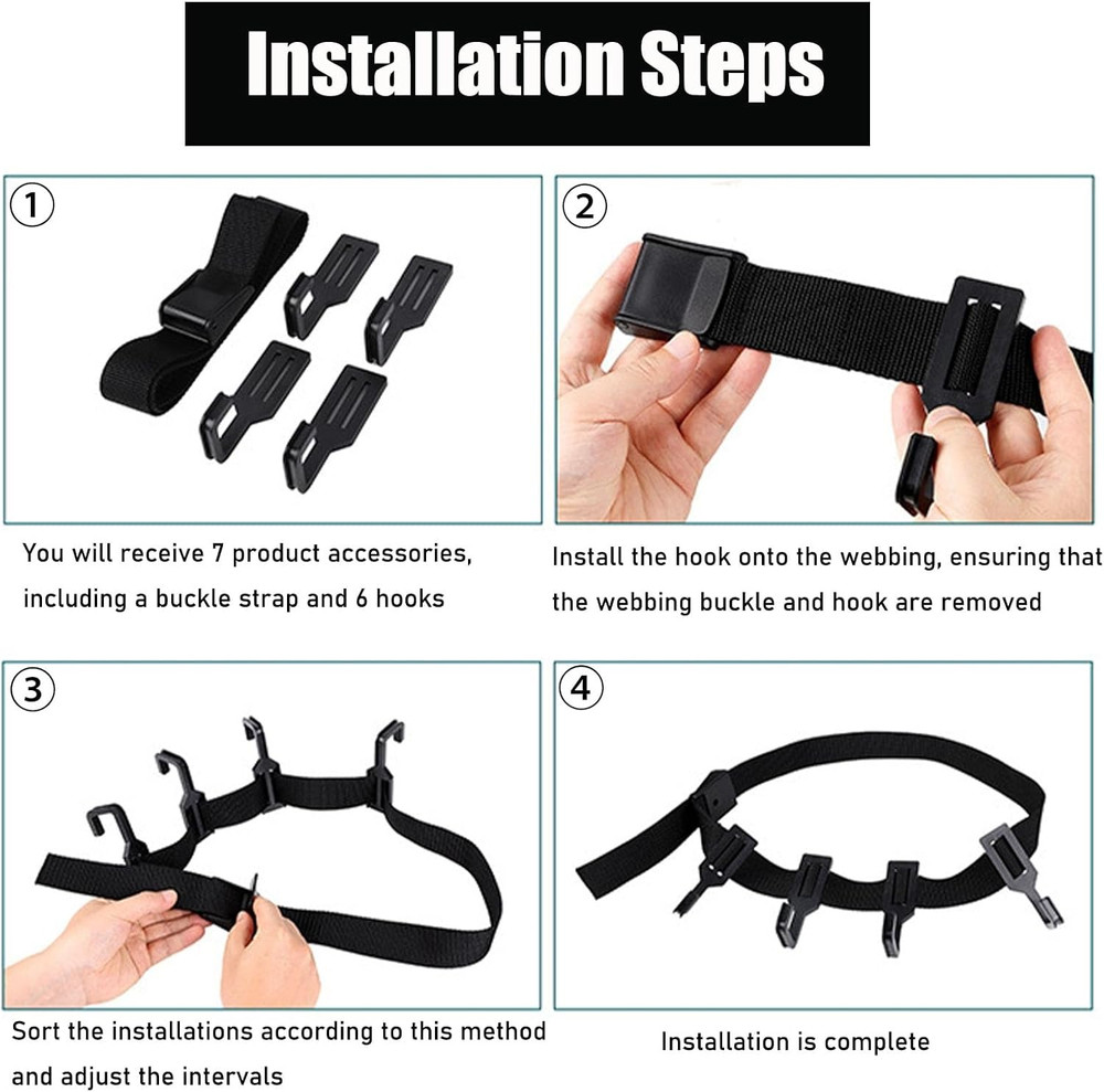 Treestand Strap Gear Hangers with 5 Large Hooks, Lightweight Multi-Hook Accessor