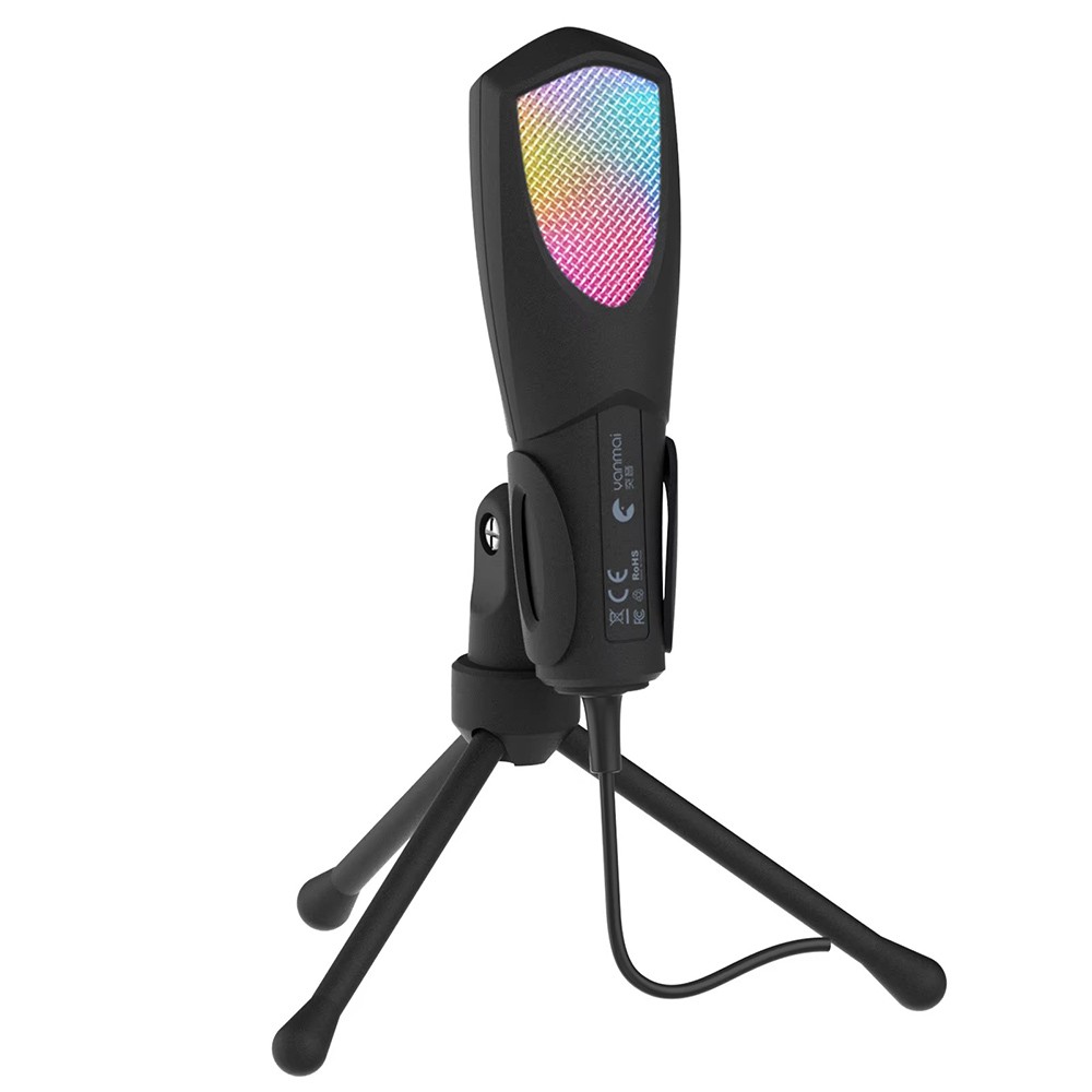Direct Plug USB Condenser Microphone Adjustable Tripod RGB Record/Gaming/Singing