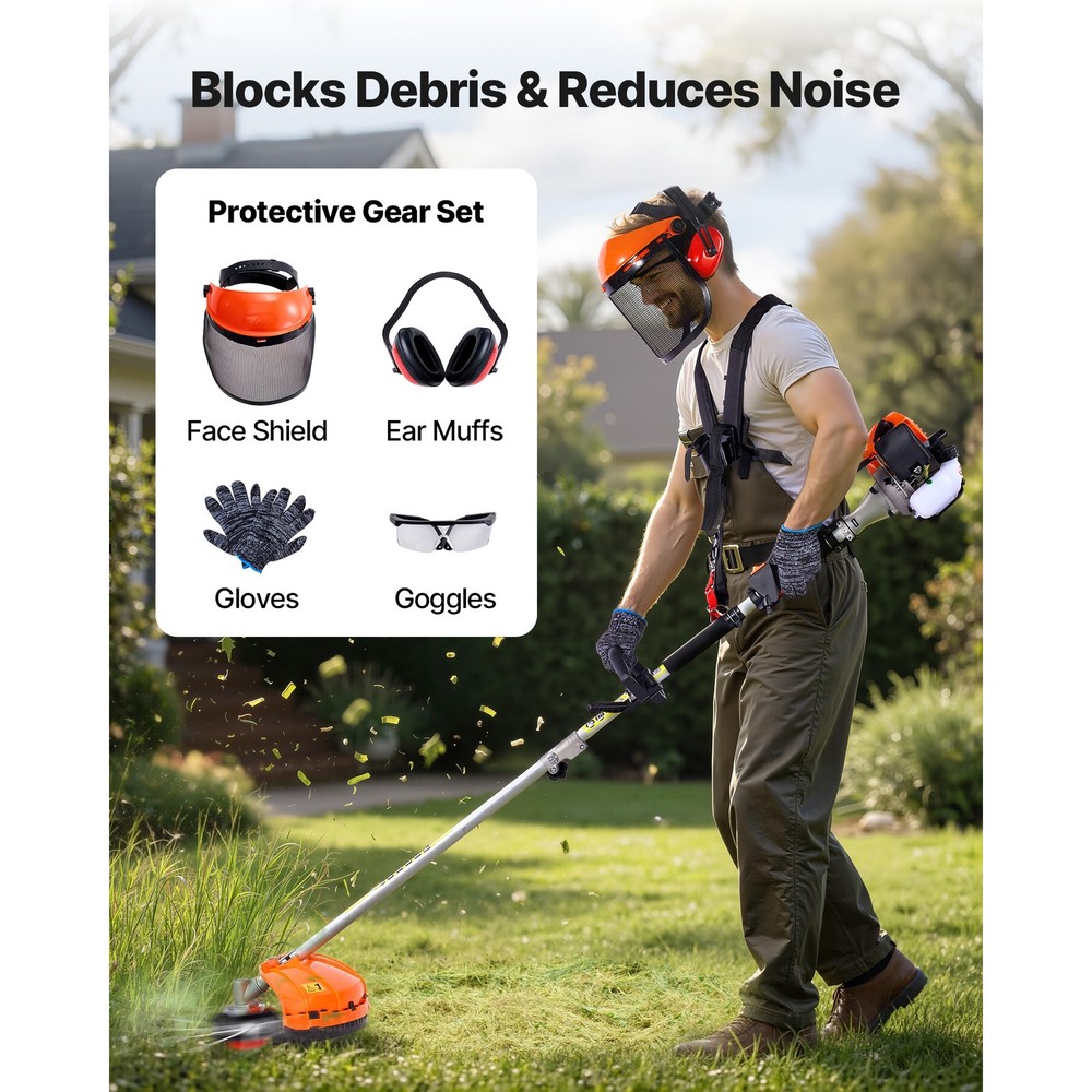 26cc Gas Hedge Trimmer, 7-in-1 Multi-Function w/ Pole Saw, Brus…