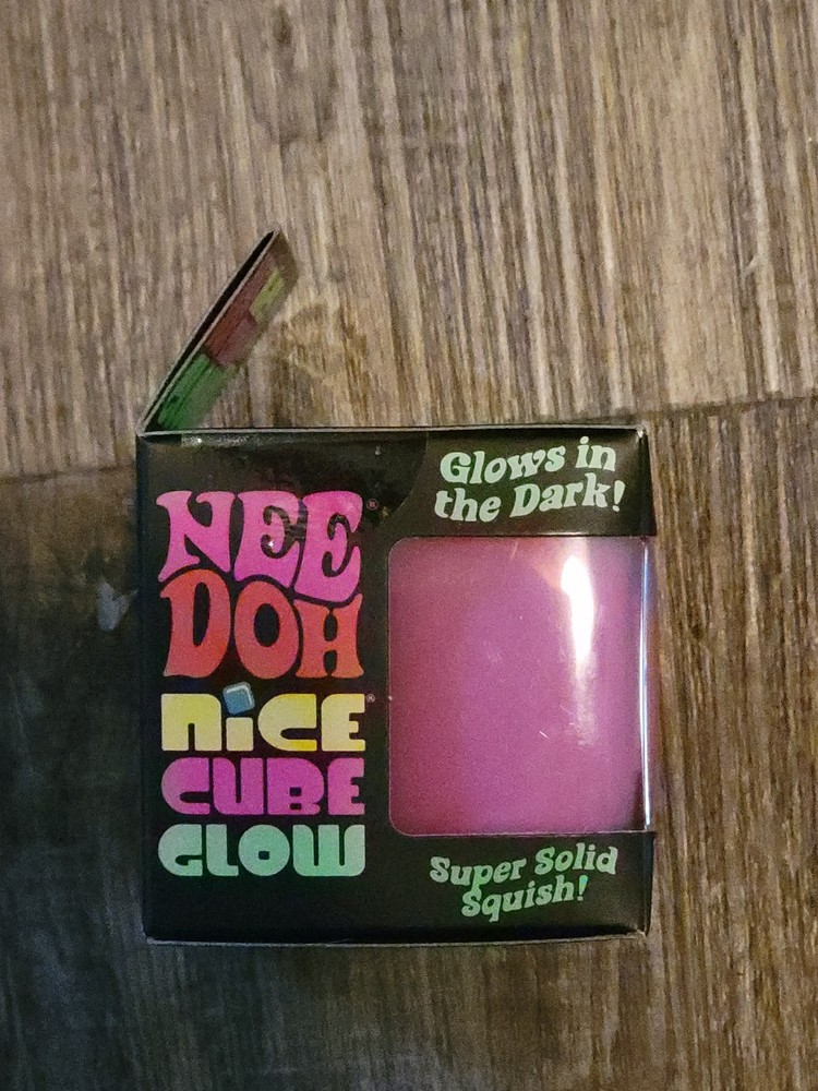 NEW - Needoh Nice Cube Glow ( PINK ) Sensory Squeeze Toy. SUPER SOLID SQUISH.