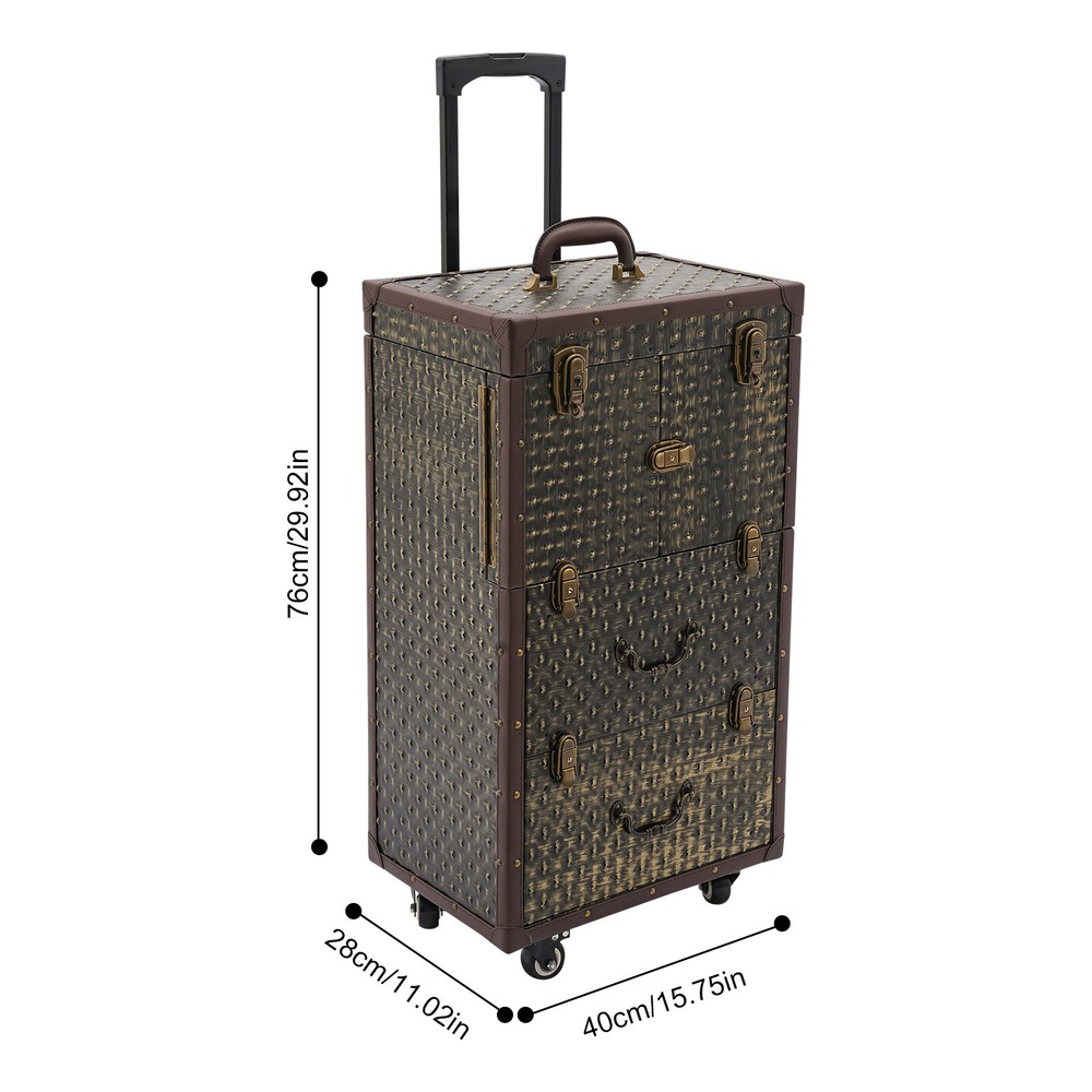 Rolling Lockable Makeup Train Case Organizer Trolley Lockable Professional