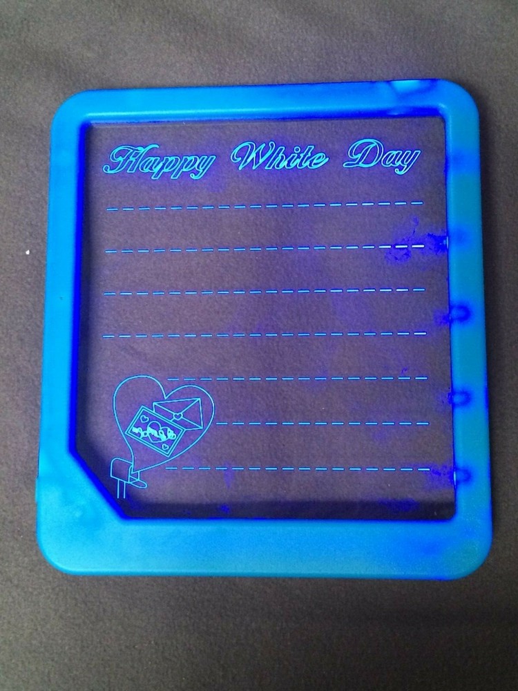 Neon Glow Board Write On Board Blue Frame "Happy White Day" AZM