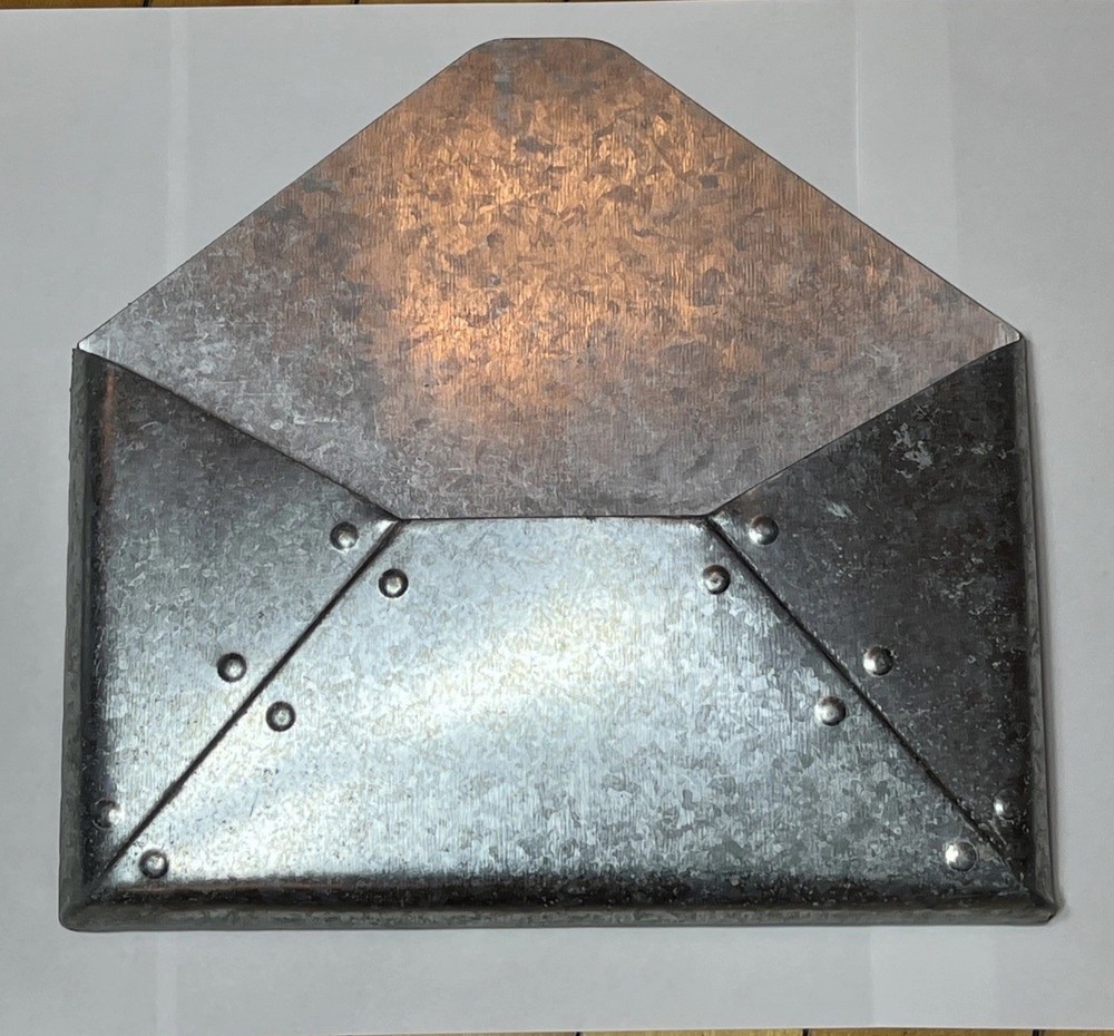 Wall mount metal envelope mail holder galvanized