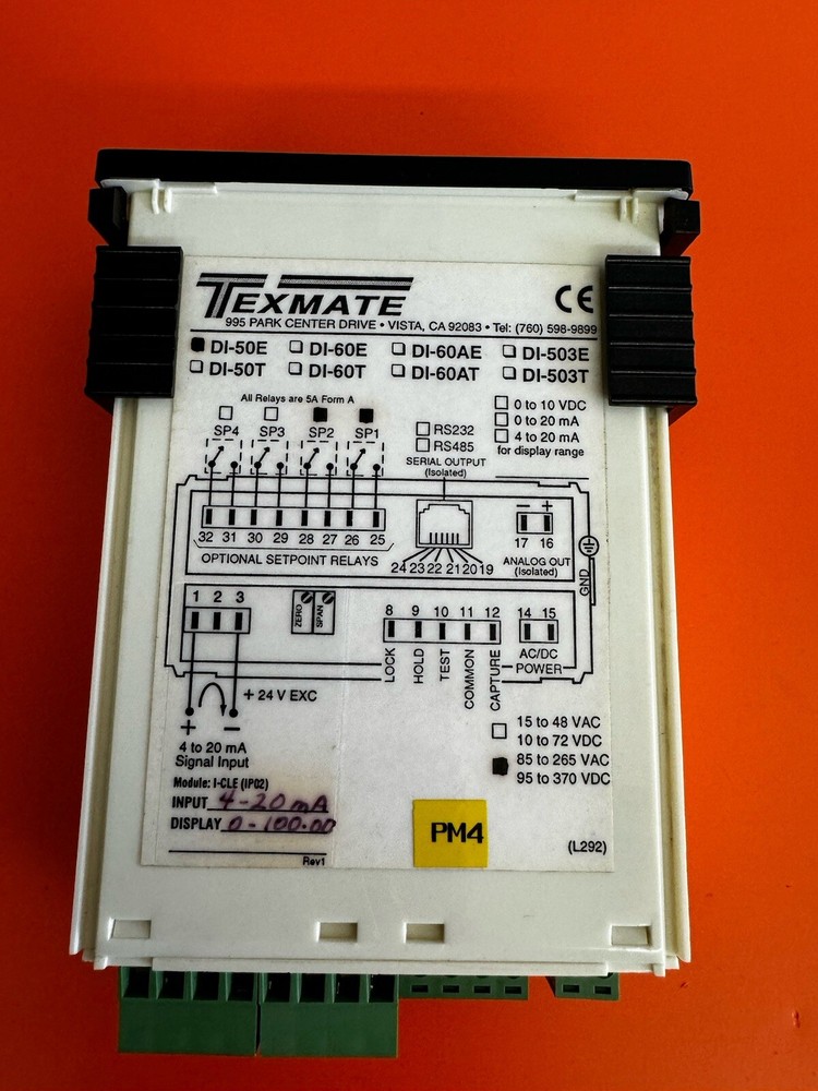 TexMate Digital Panel Meter 85-265VAC 95-370VDC DI-50E
