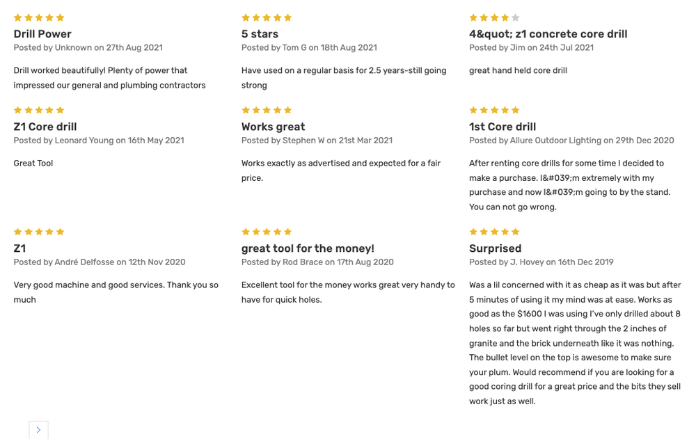 BLUEROCK ® TOOLS 4Z1 CONCRETE CORING DRILL 2 SPEED & 1"-4" Core Bit Set