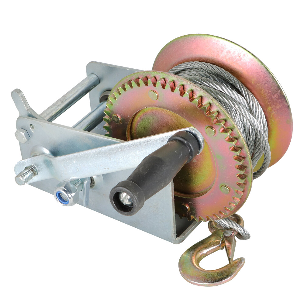 3500lbs Dual Gear Hand Winch Hand Crank Manual Boat ATV RV Trailer Cable