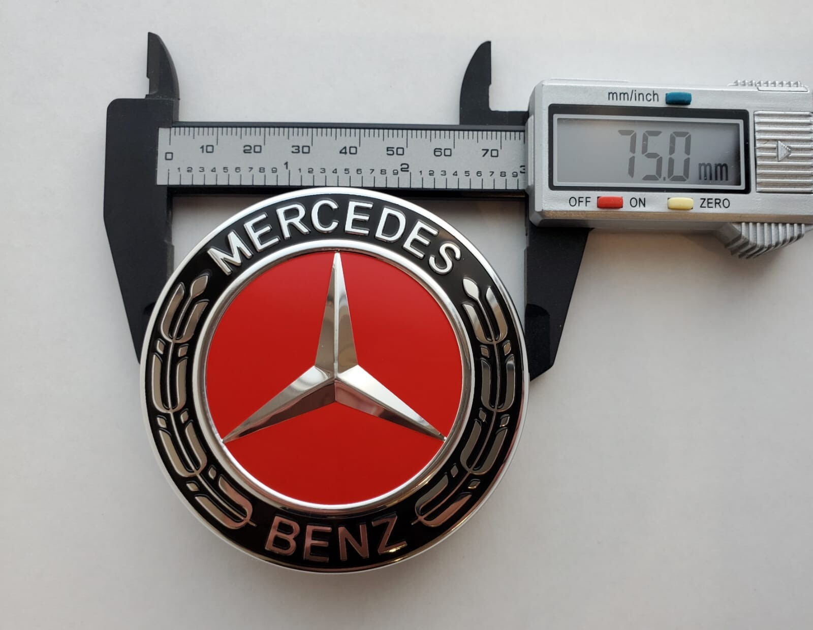 Set of 4 Mercedes Benz Center Caps Black-Red 2.95Inch/75mm Fits Most Models