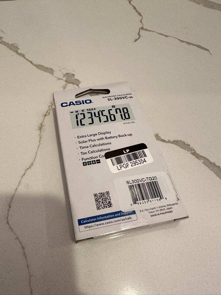 Casio SL-300VC, Sloar Powered Standard Function Calculator, Blue