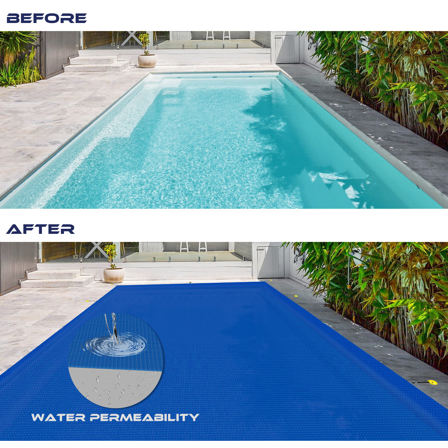 Winter Pool Cover Rectangle Heavy Duty Safety Inground Swimming Pool Cover Blue