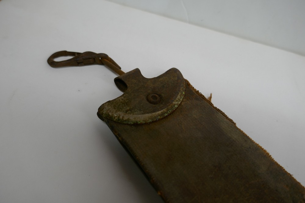 Antique old Strop Leather Strap Barber Straight Razor Sharpener Primitive