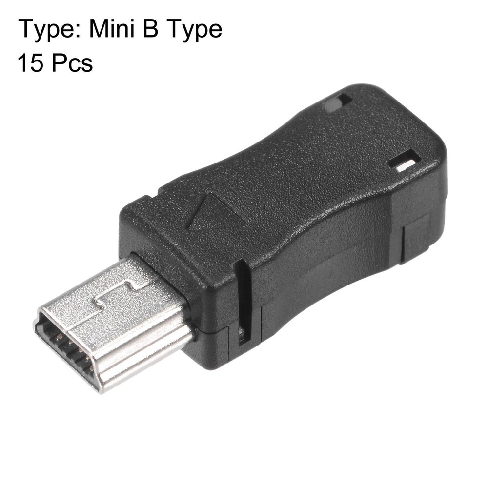 Mini USB 5 Pin DIY Connector Type Mini B Male Plug with Plastic Shell 15pcs