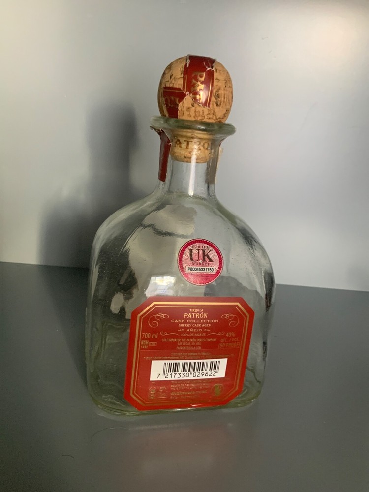 Patron cherry cask aged tequila empty bottle 700 ml