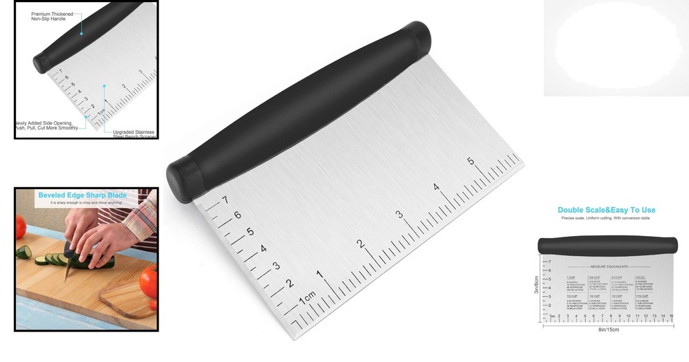 6-Inch Professional Bench Scraper with Comfortable Grip for Baking & Cooking
