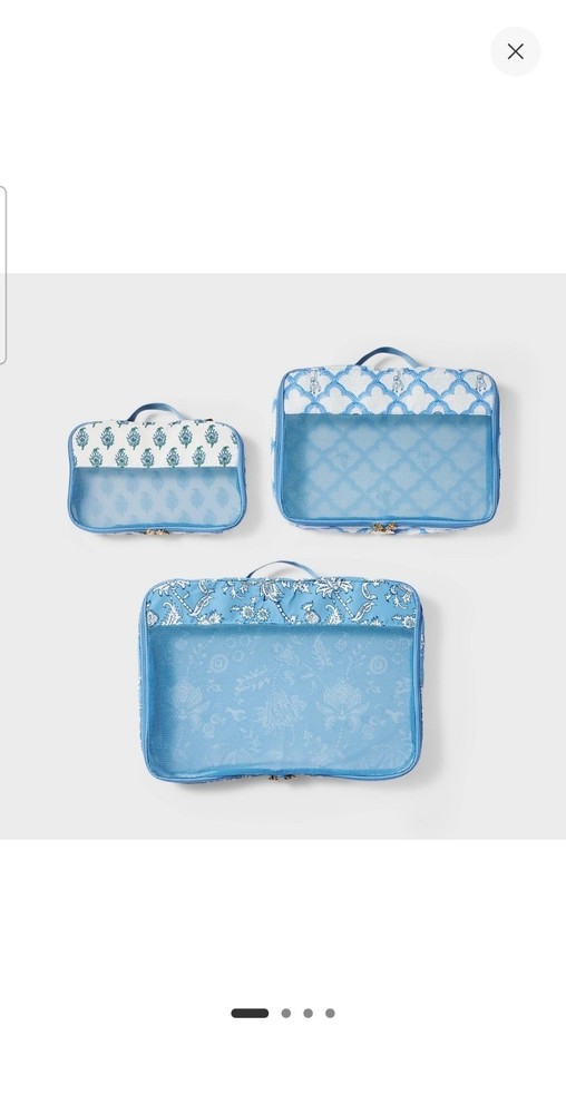 New - 3pc Packing Cube Set Blue - Roller Rabbit x Target
