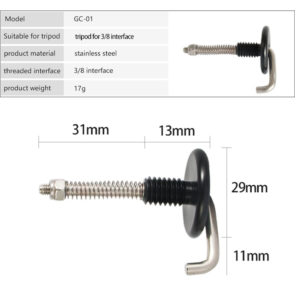 Stainless steel 3/8 interface Tripod Center Tripod Hook For Camera Tripod H