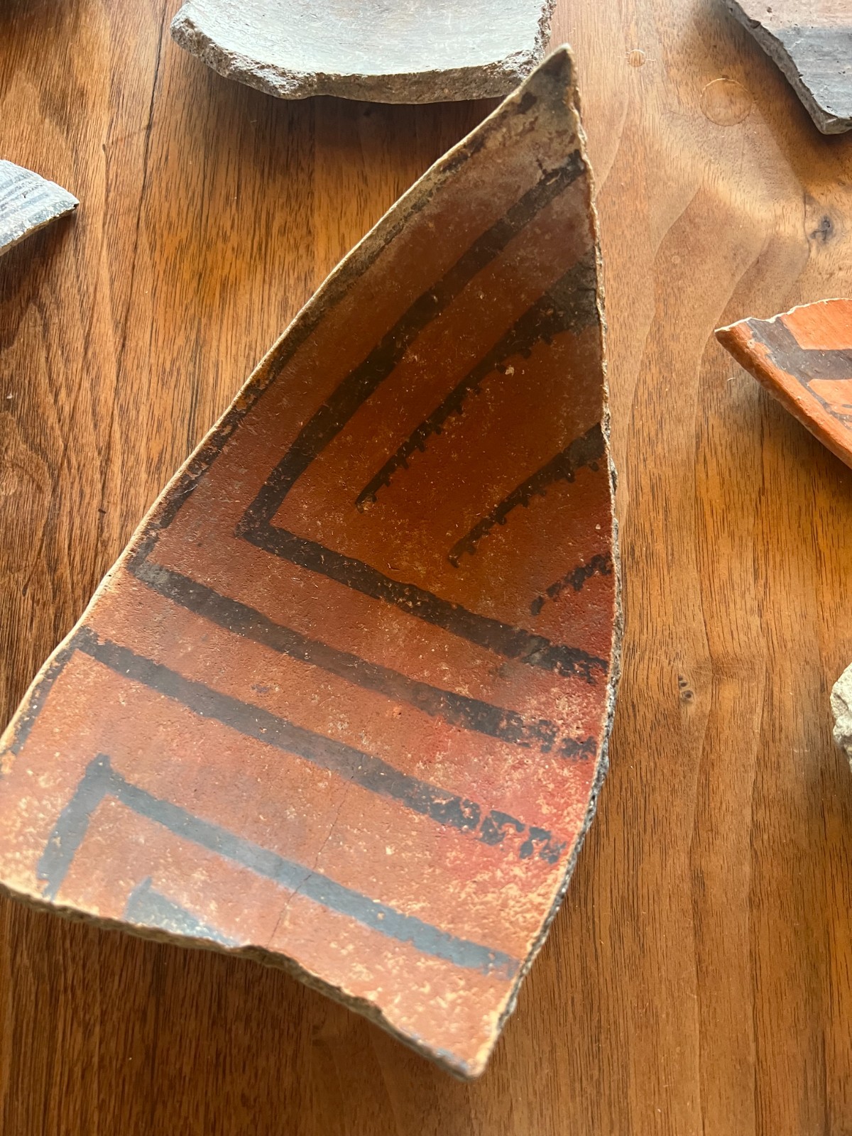 12 Striking Anasazi Pottery Sherds, Red, Black on-White, large fragments