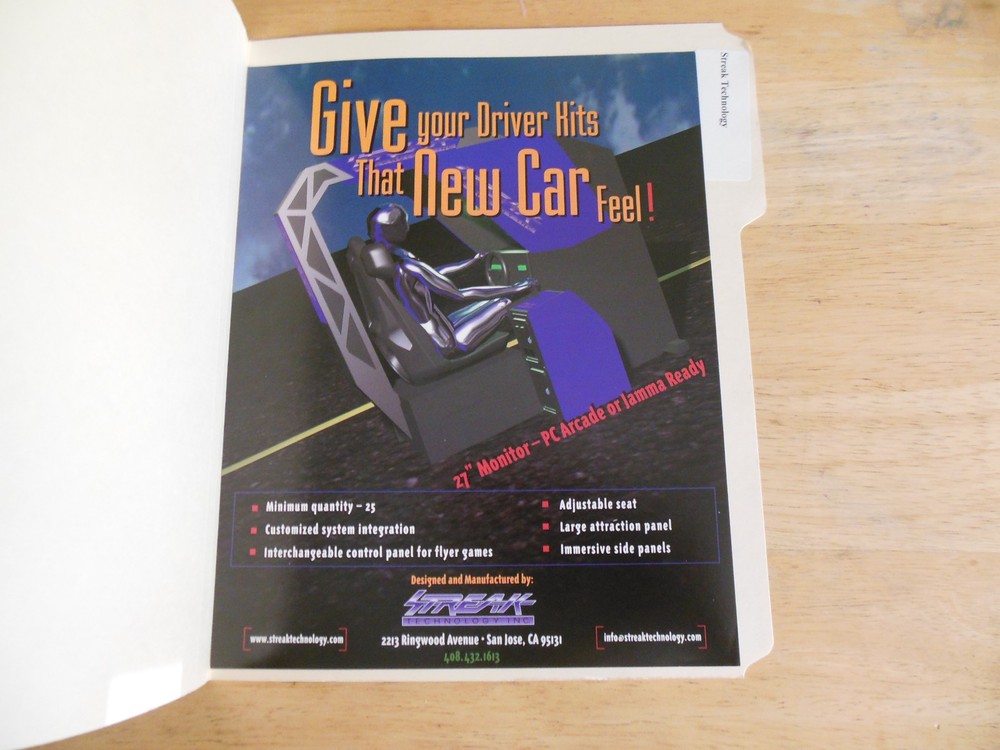 old stock STREAK TECHNOLOGY   ARCADE GAME  FLYER