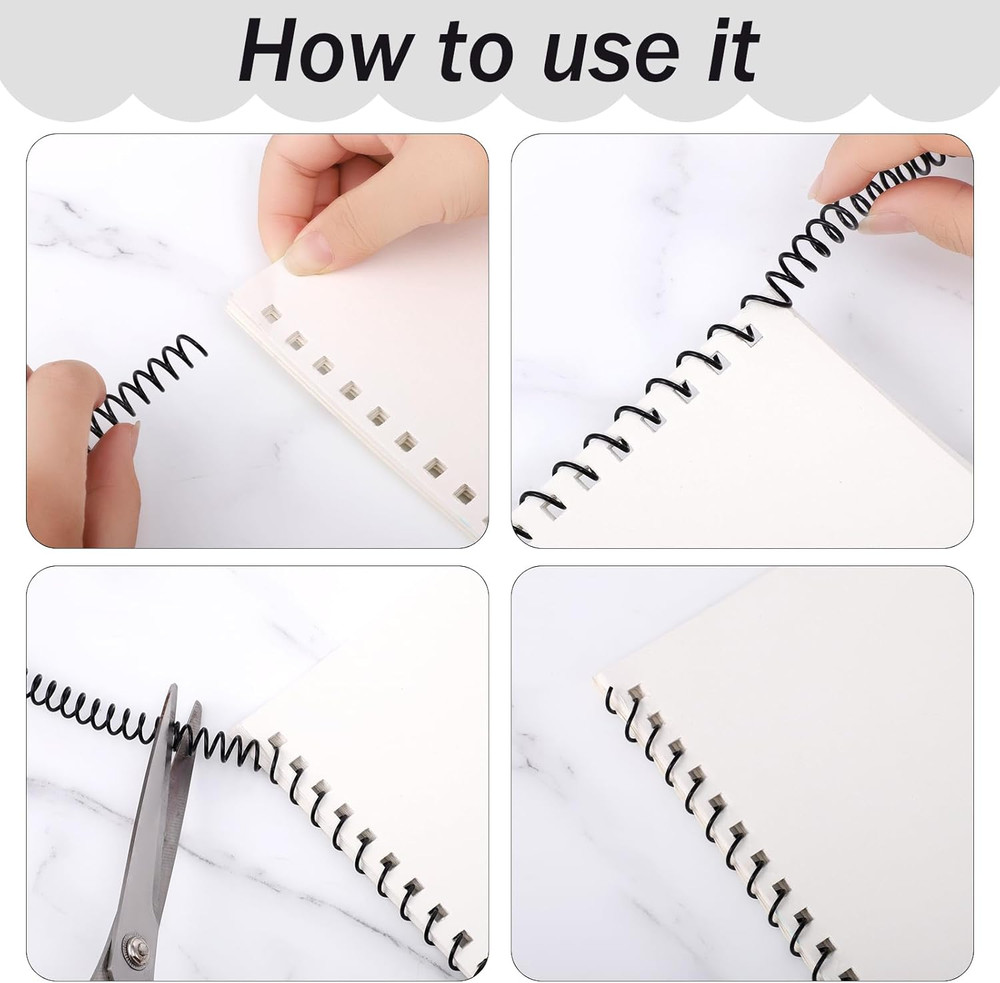 100 Pack Plastic Spiral Binding Coils 4:1 Pitch Spiral Binding Coils Binding Kit