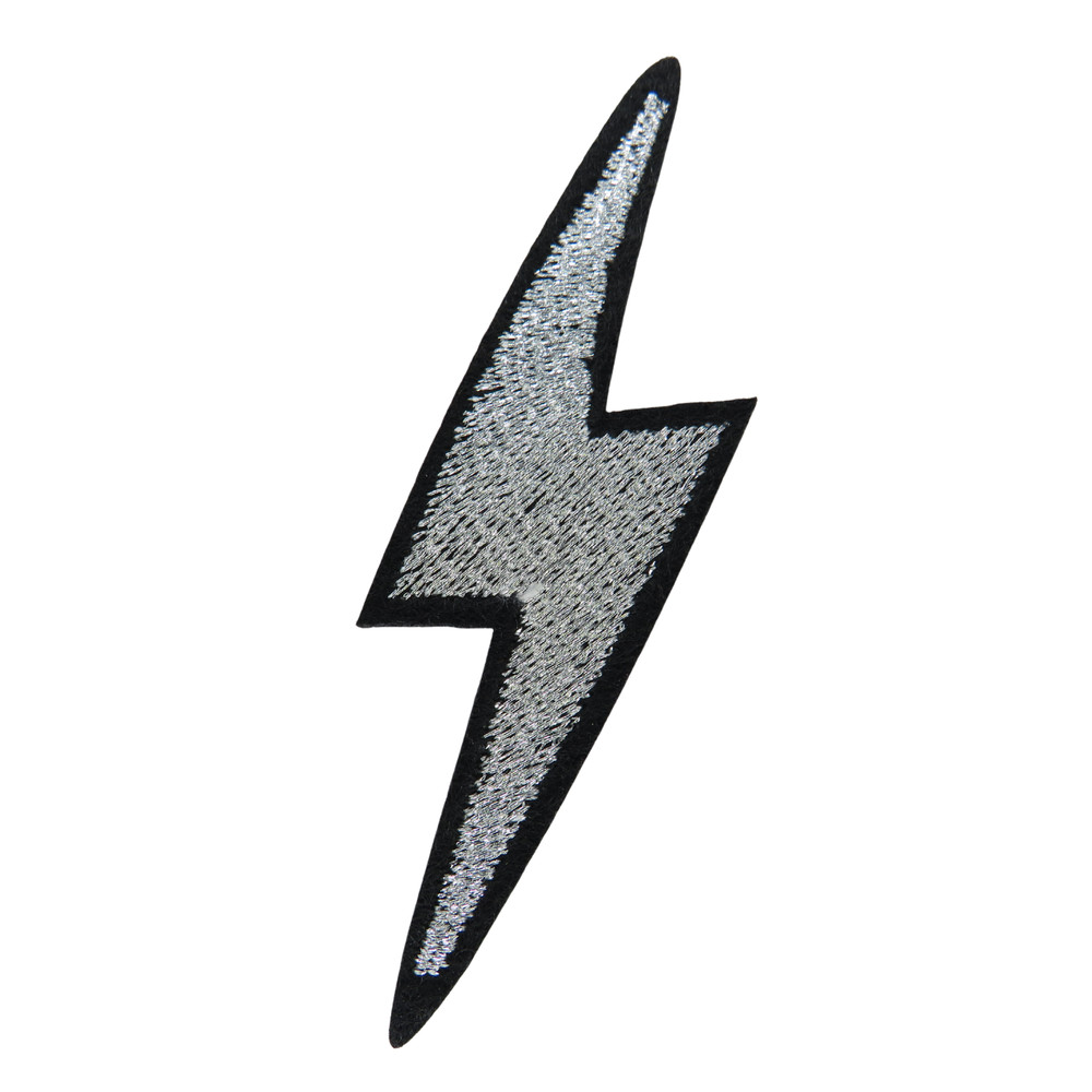 Lightning patch silver grey patch iron on patch biker punk patch iron on