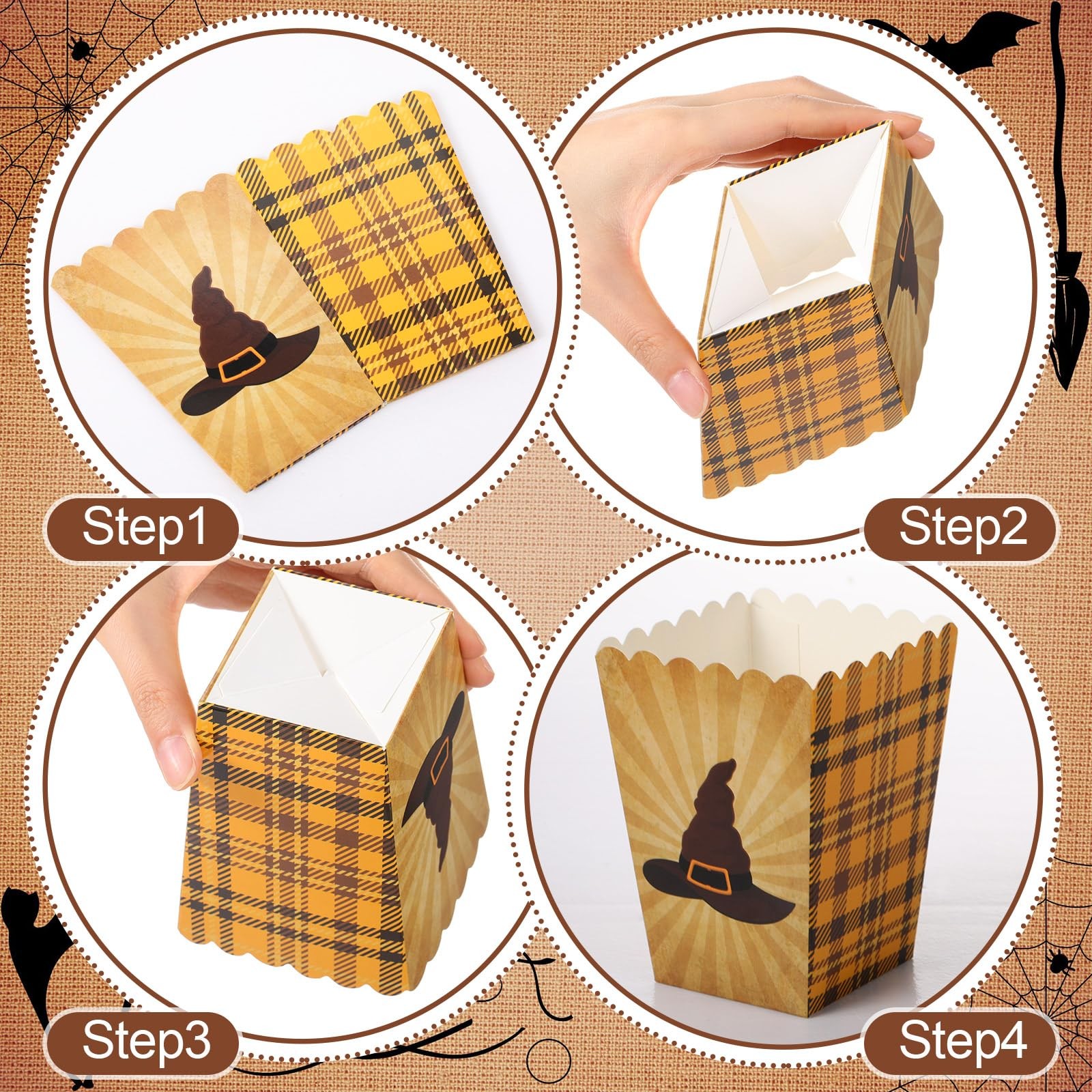 100 Pcs Magical Wizard Hat Popcorn Mini Box Halloween Wizard Popcorn Containe