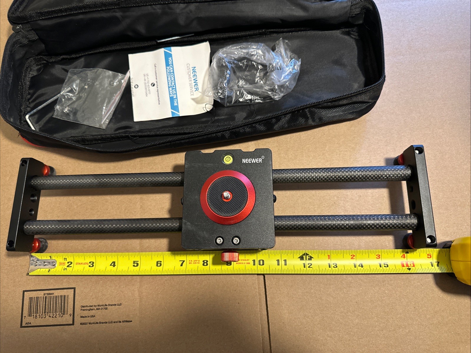 Neewer 16'' Camera Slider Carbon Fiber Dolly Rail for iPhone & Android