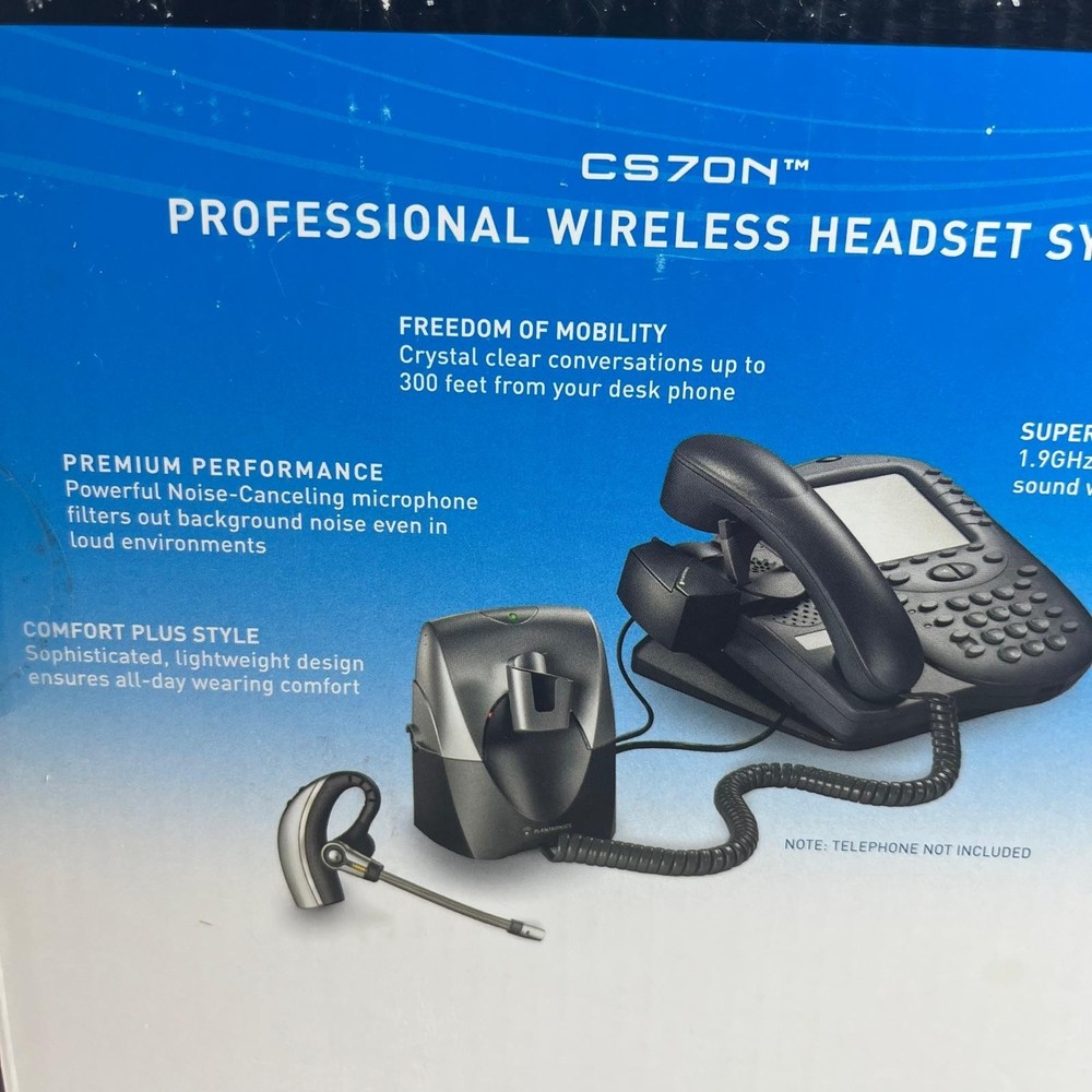 Plantronics CS70N Wireless Headset System DECT Office Phone Noise Cancel
