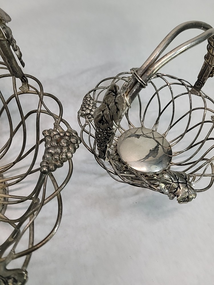 Vintage Grapevine Godinger Silver Art Co Vine Metal Baskets Swinging Handle