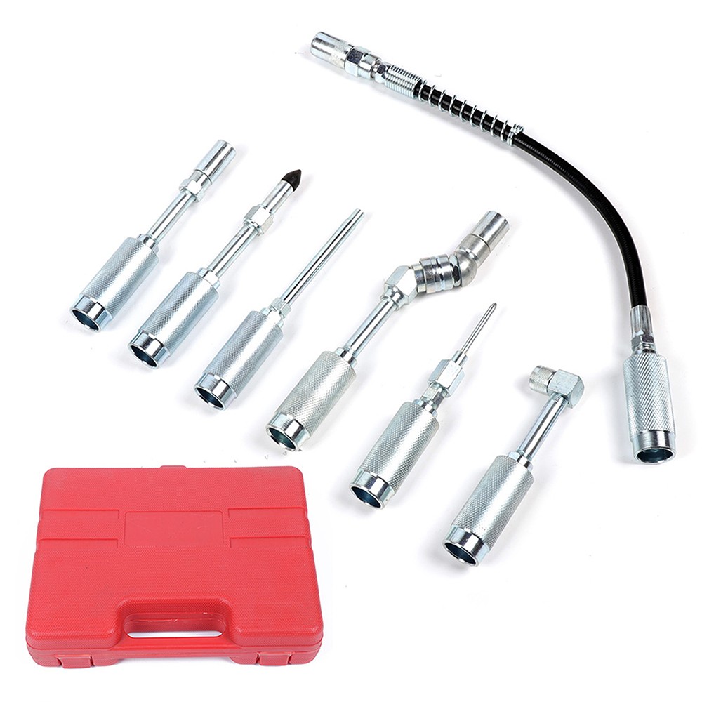 7pc Grease Gun Adapter Set Lubing Hose Fitting Zerk Tip Assortment US Ship