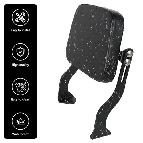 Motocycle Passenger Rear Backrest Sissy Bar Adjustable Pad Square Black