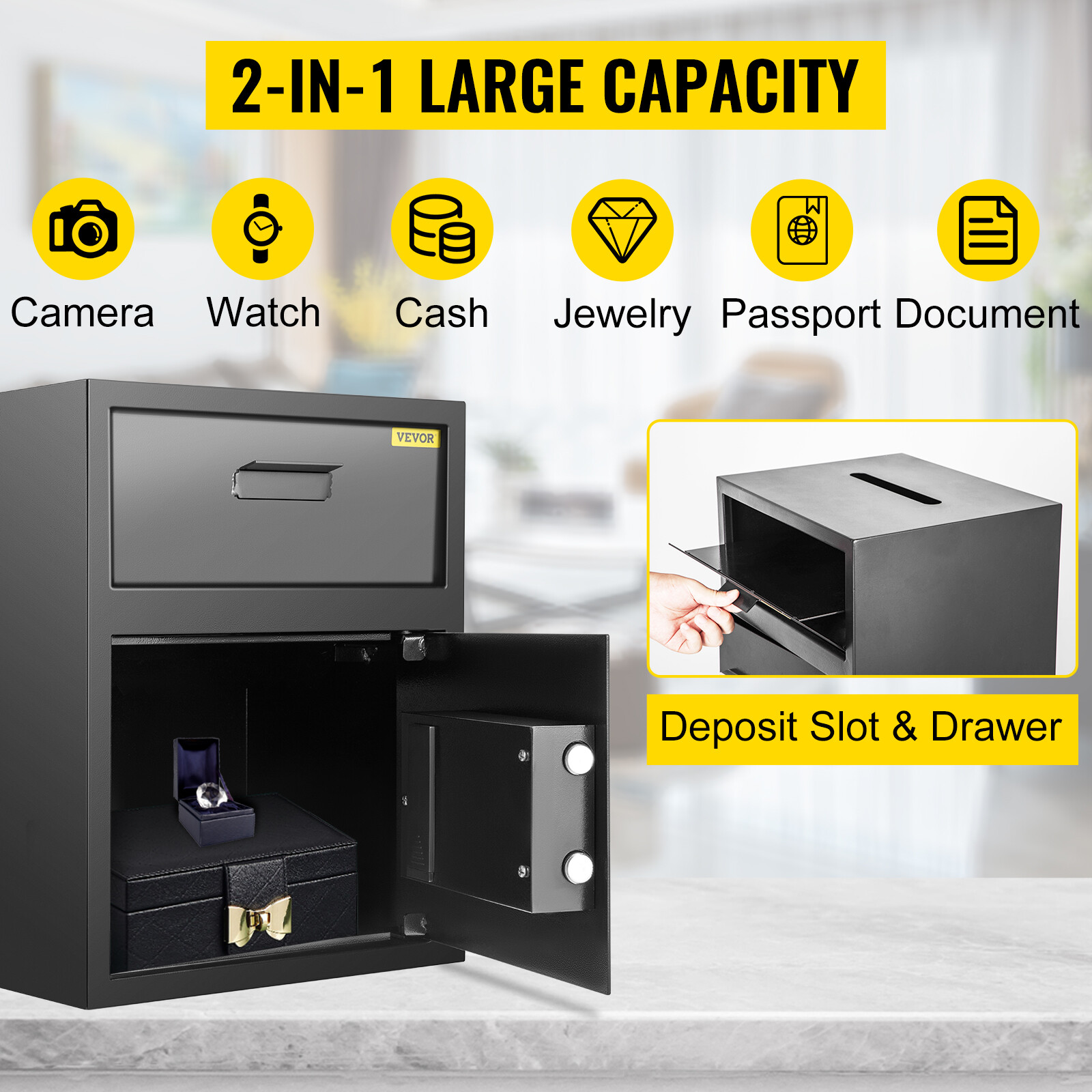 VEVOR Digital Safe Box Depository Drop Deposit Front Load Cash Vault Dependable