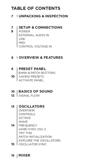 Moog Sub Phatty Analog Synthesizer OWNER'S MANUAL