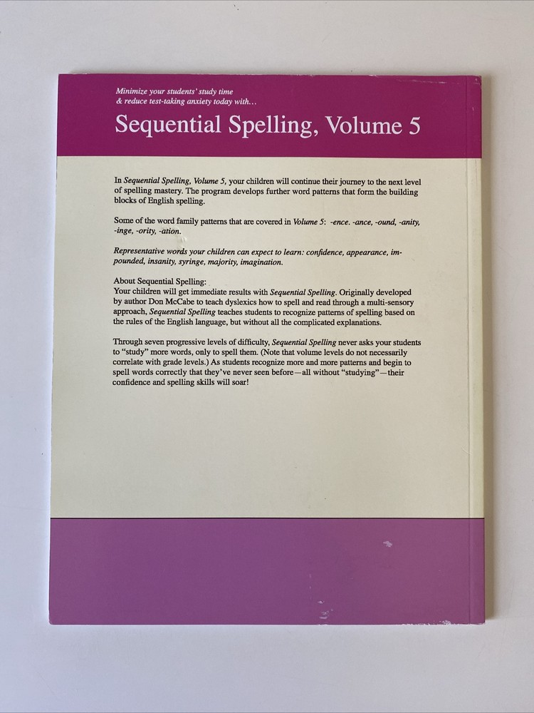 Sequential Spelling 5, Wave 3 Learning, Spelling Book