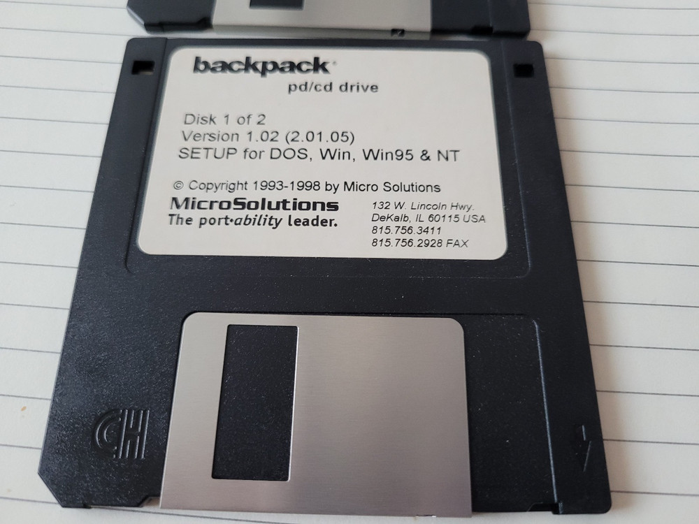 backpack pd/cd drive disk 1 + 2 MicroSolutions - 3.5" floppy disk