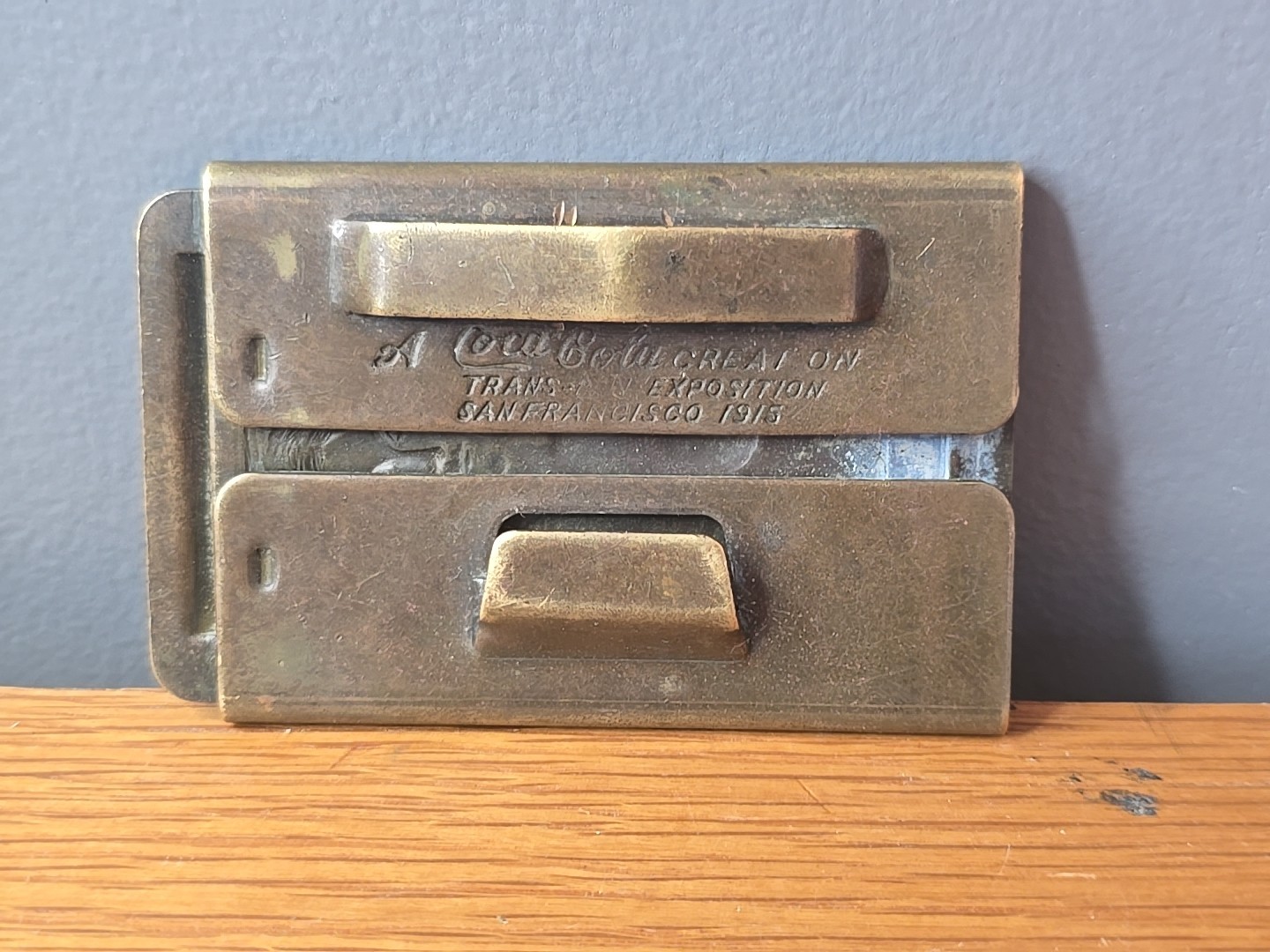 1915 Coca Cola Trans Pan Exposition Nude Nun Cigar Cutter Belt Buckle RARE