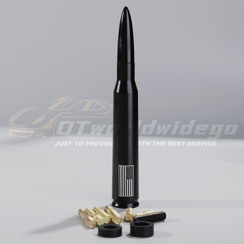 BLACK SHORT US Flag BULLET ANTENNA 50 CAL AM/FM FOR TACOMA TUNDRA 4RUNNER TRUCKS