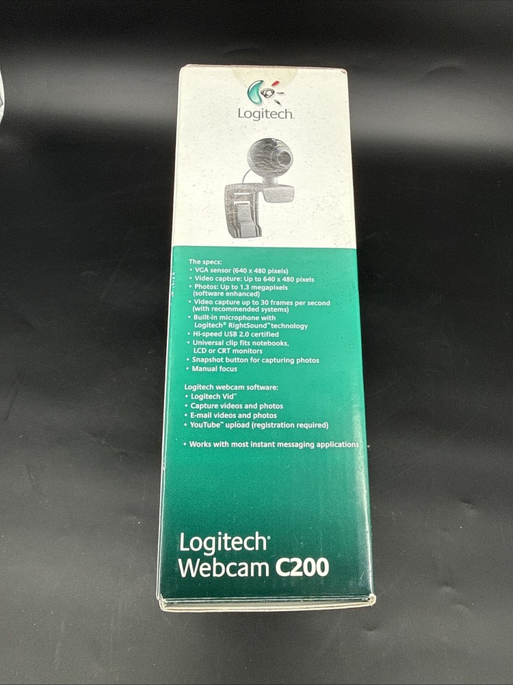 Logitech Webcam C200 USB V-U0011 Grey Black Manual Focus TESTED