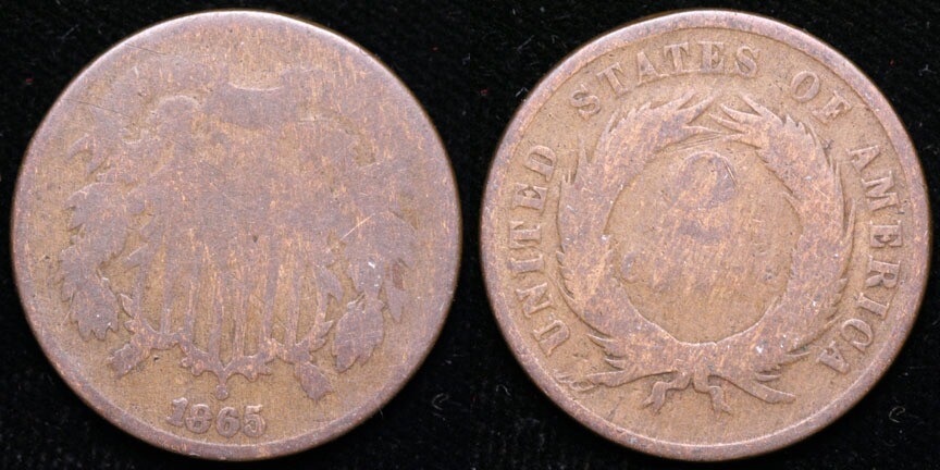 1865  Two Cent Piece