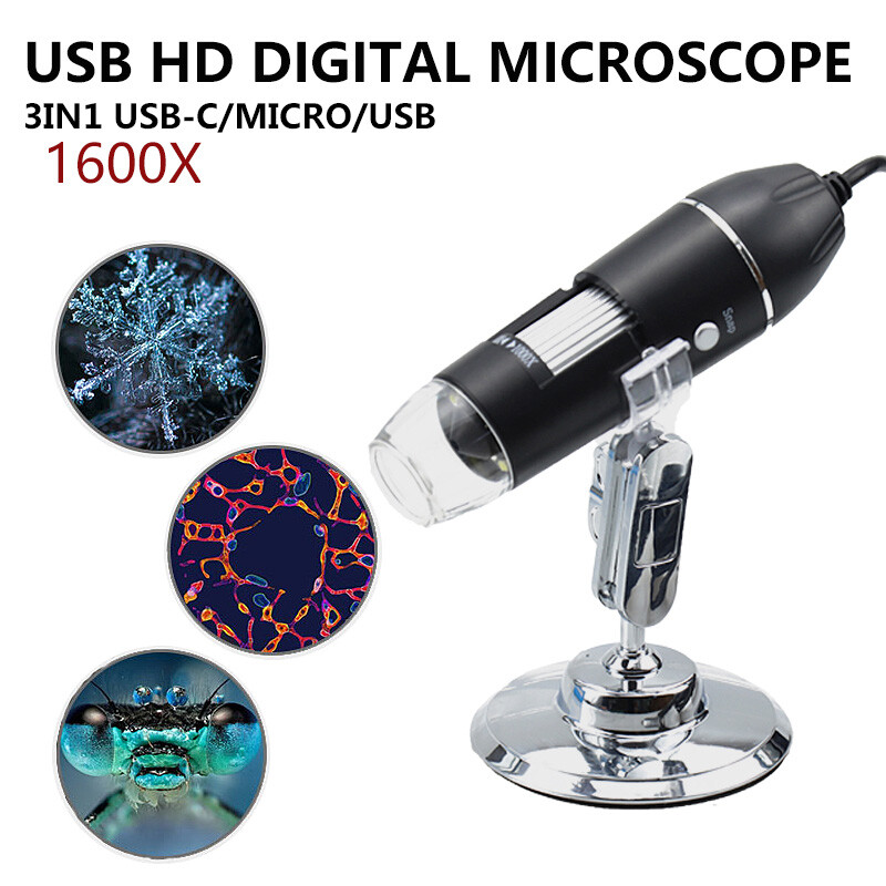 1600X Wire Microscope Camera Magnifier USB Digital for Android Phone Mac Windows