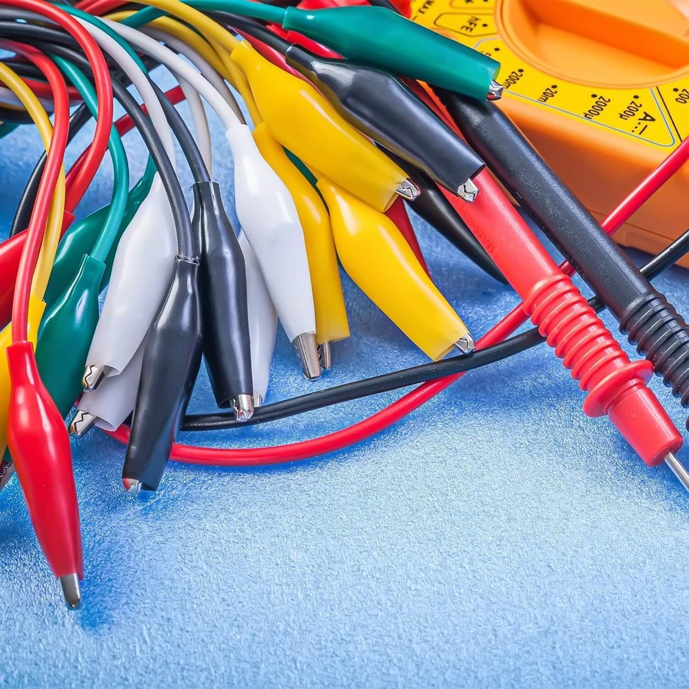 30-Piece Alligator Clips with Insulated Test Cables for Electrical & Testing Use
