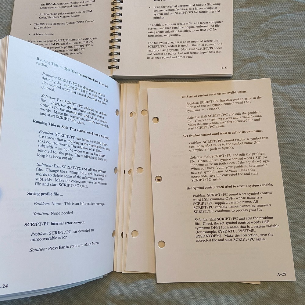 IBM Software Script/PC Book 1 2 3 1st Edition 1984 How To Quick Reference Manual