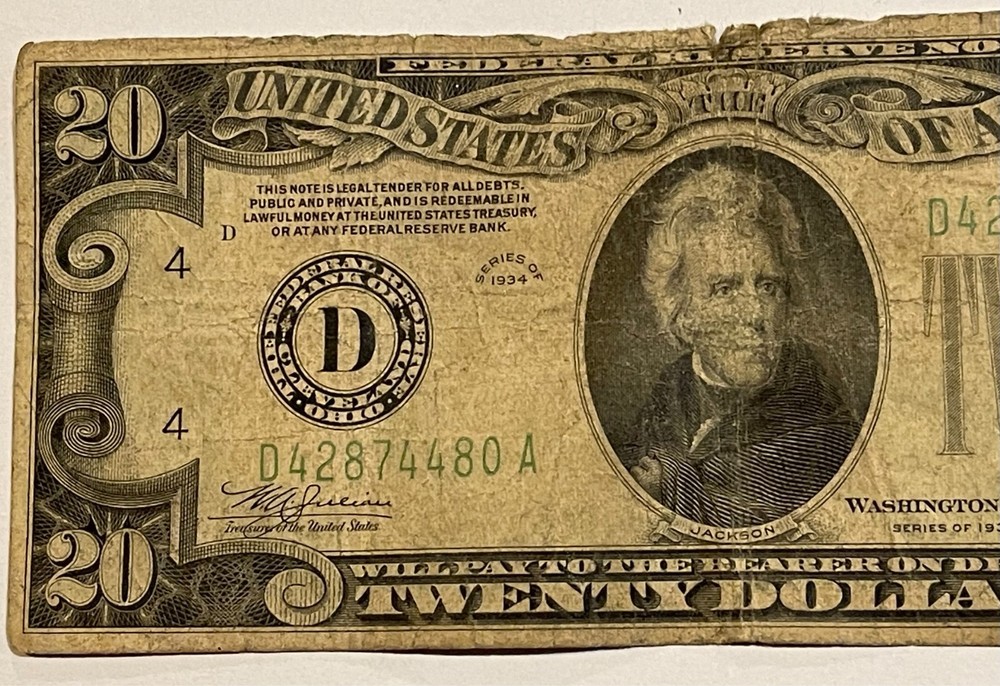 1934 ~$20 Twenty Dollar Federal Reserve Note
