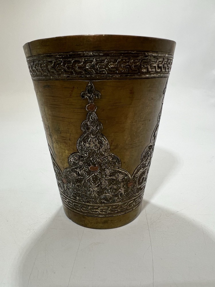 Vtg  Handcrafted Solid Brass Traditional Lassi Drinking Cup India Pakistan Boho