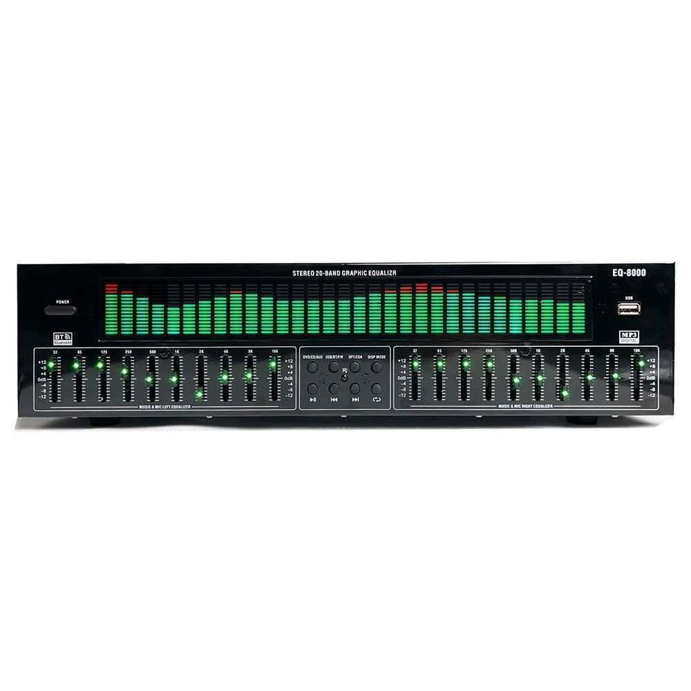 220V EQ8000 Green LED EQ Equalizer Bluetooth5.4 Digital Audio Decoder Processor