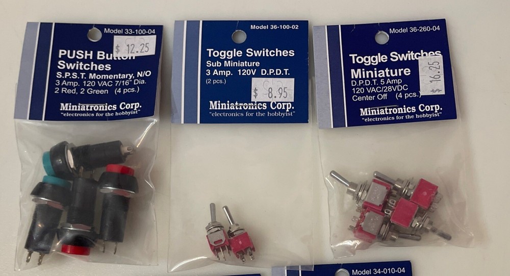 Miniatronics Lot Push Button, Micro, Toggle, Slide Switches 5 Packages